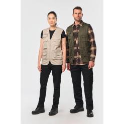 Unisex lined multi-pocket polycotton vest